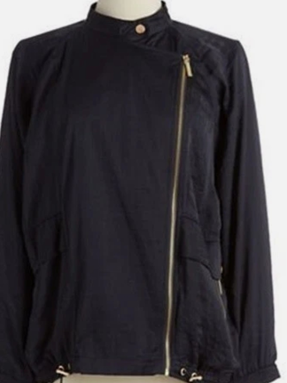 Michael Kors Dark Navy Utility Asymmetrical Zip Jacket